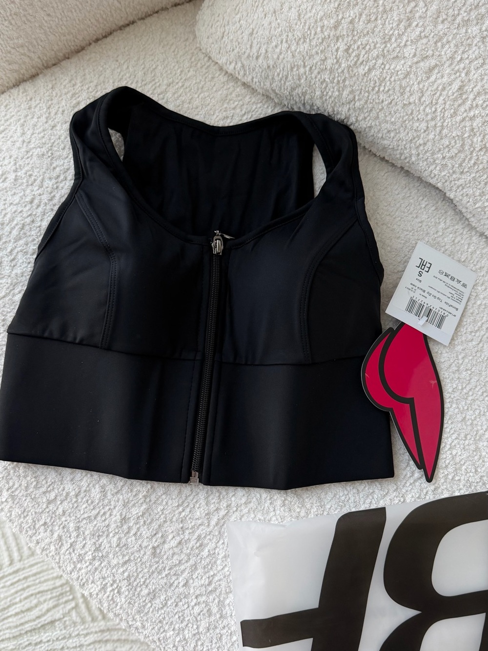 Bonafide Black Front-Zip Crop Sports Bra